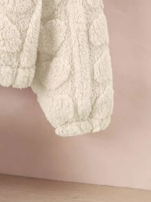 Chaqueta casual con cremallera y pelaje con estampado de corazón para niña joven, color rosa, otoño/invierno - Beis - Ver 4