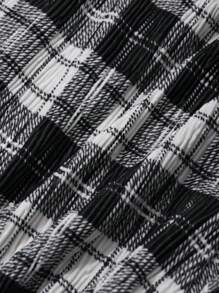 FRIFUL Women's Plaid Elastic Waist Casual Pants, Daily Wear - Black and White - View 7