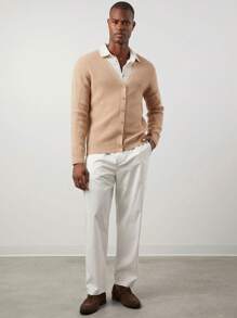 Manfinity VCAY Men's Knitted Slim Fit Casual Cardigan - Khaki - View 3