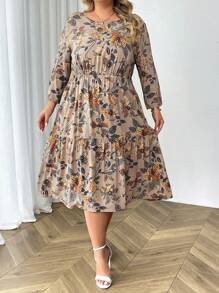 SHEIN CURVE+ فساتين سيدات منحنية بلس - مناسبة للمعلمات، العمل، الأعمال، والملابس اليومية، الملابس الغربية، فستان كاجوال للعمل، خيارات ملابس اليوم الوطني الرابع من يوليو - متعدد الألوان - مشاهدة 8