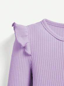 Cozy Pixies 3pcs/Set Baby Girl Ruffle Collar Casual Tops Outfit - Mauve Purple - View 3