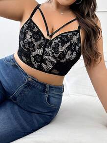 1 件性感蕾丝拼布黑色内衣 - 黑色 - 查看 5