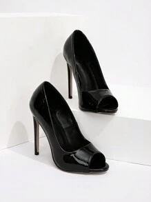 CUCCOO SZL Sexy Fashion Black Open Toe Stiletto Casual Versatile High Heels For Women Spring Shoes Spring Break Easter Prom Heels