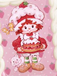 Strawberry Shortcake X SHEIN 卡通人物草莓图案编织边手机壳，礼品创意 - 紅白色 - 查看 6