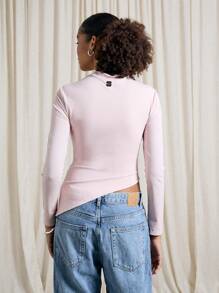 AiiRZ Side Ruched Detail Fitted Long Sleeve High Neck Top