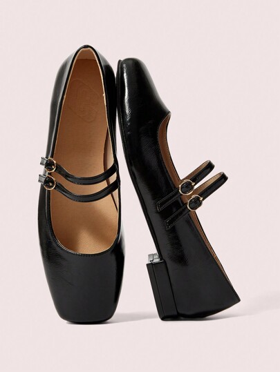 CUCCOO DOLLMOD Women's Flat Red Square-Toe Plaid Mary Jane Shoes, Cute Campus Style, Short Heel Spring Shoes Spring Break Easter