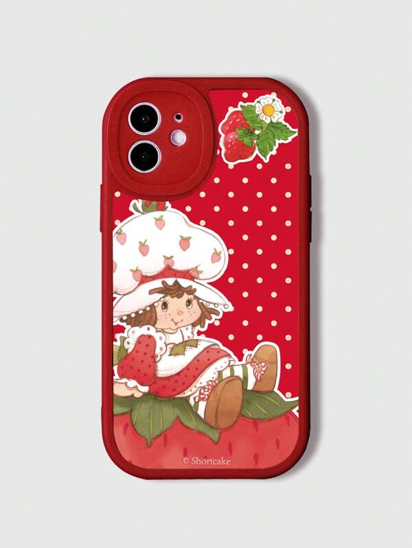 1pc Cute TPU Strawberry Sweetheart Doll Pattern Phone Case Compatible With Various Models Including Compatible With IPhone