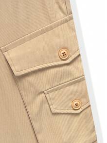 Quần Cargo Túi Rút Dây Rút Màu Trơn Thường Ngày Cho Nam - Màu Khaki - Xem 3