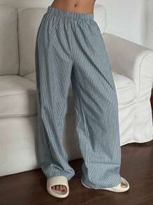 DAZY Casual Striped Loose Straight Leg Lounge Cozy Pants, Pajama, Fall & Winter