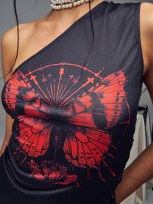 SHEIN Unity 无袖蝴蝶印花侧系带休闲上衣 - 彩色 - 查看 4