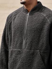 Manfinity CasualMax Plus Size Heren Casual Effen Kleur Half Zip Sweatshirt, Herfst & Winter
