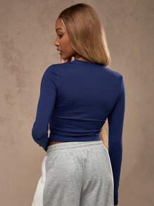 MISSGUIDED Varsity lange mouwen getailleerd "SOHO New York" bedrukte voorkant top