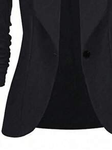 SHEIN Clasi Plus Size Plain Blazer With Shawl Collar - Black - View 3