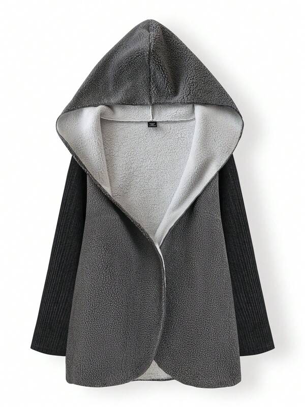 SHEIN LUNE Plus Size Zip Up Thermal Lined Long Sleeve Jacket, Autumn/Winter