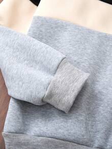 2 件套青少年男孩运动服领运动衫和针织慢跑裤套装，秋冬季，休闲 - 杏色 - 查看 4