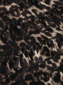 ROMWE Grunge Punk Combinaison courte à volants multicouches imprimé léopard style Harajuku Y2K pour femmes - Multicolore - Voir 4