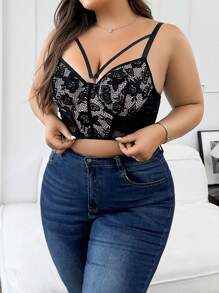 1 件性感蕾丝拼布黑色内衣 - 黑色 - 查看 1