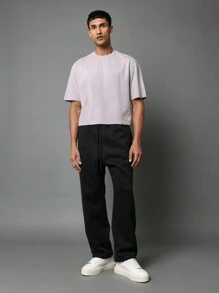 SUMWON Áo thun crop fit washed có in hình họa tiết ở lưng - Màu Xám nhạt - Xem 4