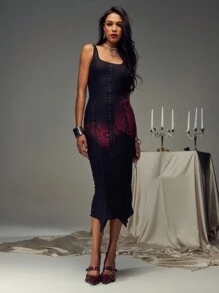 SHEIN Unity 女士蝴蝶印花细肩带紧身迷你连衣裙 - 彩色 - 查看 1