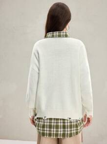 TEENAGE MUTANT NINJA TURTLES | SHEIN Women's Casual Cartoon Turtle & Letter Graphic Oversized Drop Shoulder White Sweater