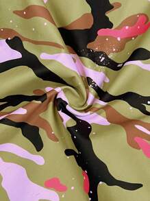 Slaydiva 女士实用迷彩印花梭织休闲裤 - 軍綠色 - 查看 5