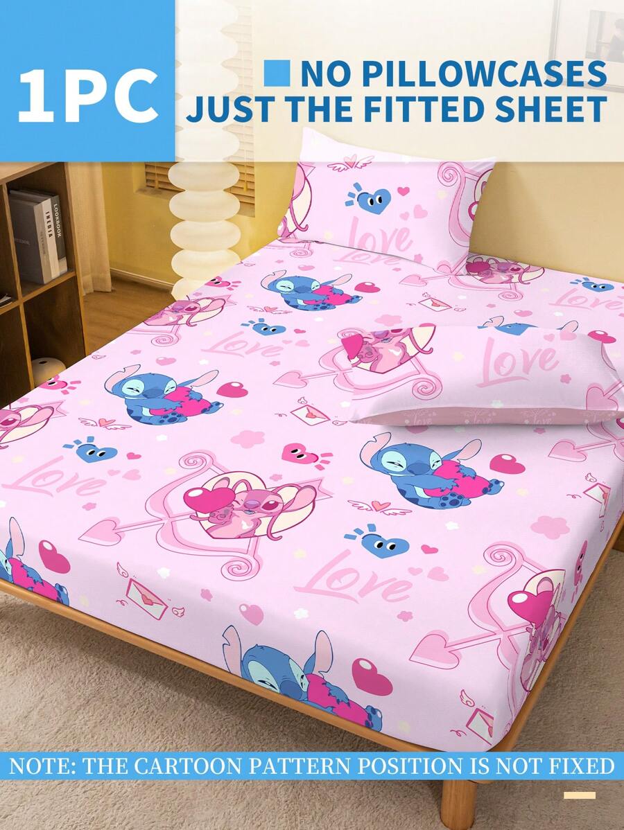 1pc Stitch Fitted Sheet, Lilo & Stitch, Soft And Comfortable, Perfect