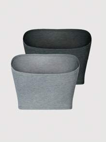 Lunelith SHEIN Lunessa Casual Solid Color Tube Top Crop Top