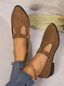 Girls' Pointed Toe Simple Fashion Flats, Autumn - Brown - View 4