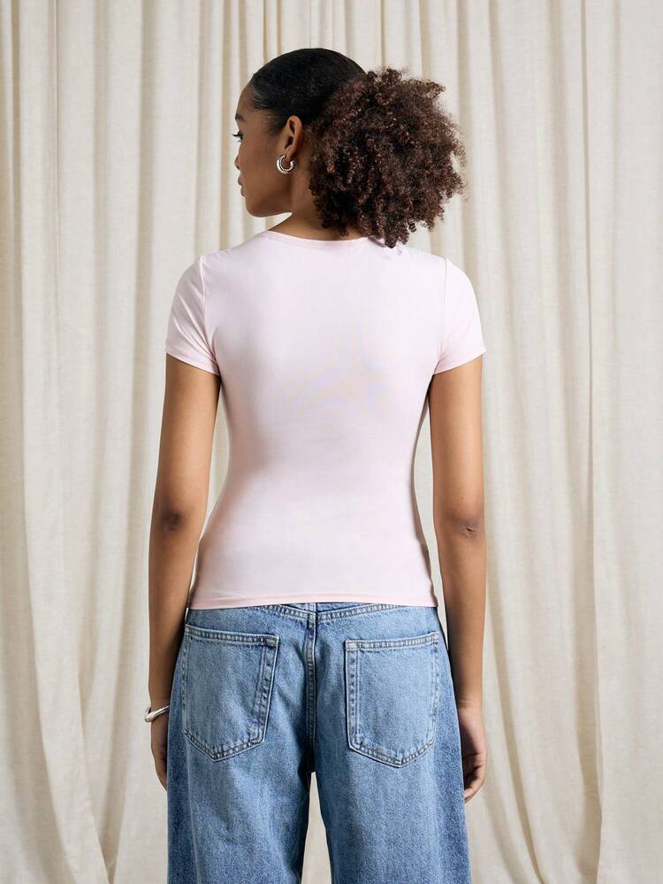 Short Sleeve Round Neck Fitted T-Shirt