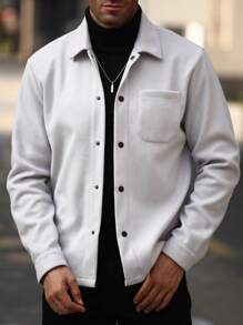 Manfinity Homme Men's Casual Solid Color Jacket, Autumn