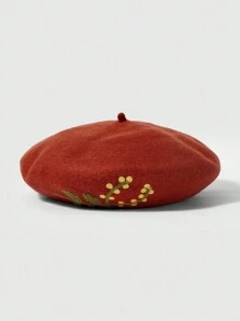 ROMWE Fairycore 1 chiếc mũ nồi thêu tay, màu nâu, dành cho phụ nữ, mùa thu - Lạc đà - Xem 1