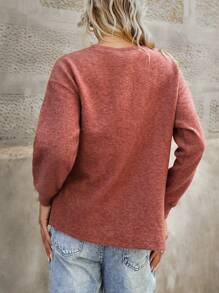 SHEIN Maternity Daisy Floral Round Neck Drop Shoulder Long Sleeve Casual T-Shirt For Spring Autumn