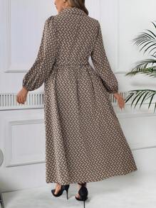 SHEIN Clasi Đầm Maxi In Hoa Cổ Điển Có Thắt Lưng Cho Nữ Size Lớn - Nhiều màu - Xem 2