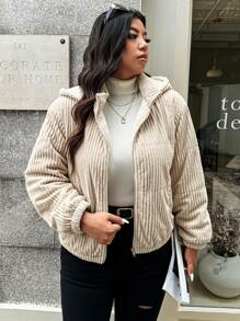 Calvaya 大码休闲纯色带衬里连帽加厚棉服秋冬季服装