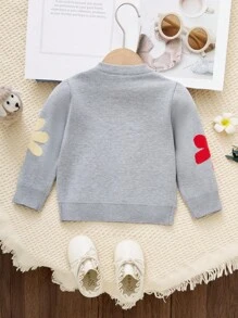 Suéter de punto floral casual para niñas bebé, suave y cómodo, adecuado para uso diario, hogar, exterior, fiestas, otoño/invierno - Gris Claro - Ver 2