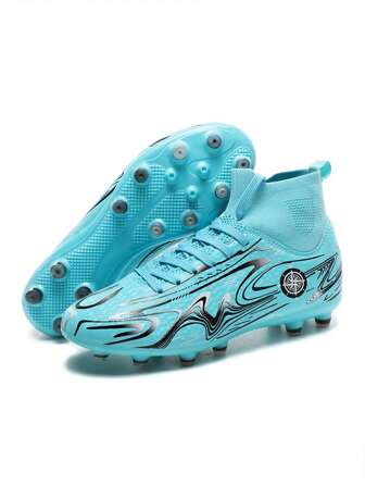 青少年 AG 人造草坪足球鞋，高帮设计，带脚踝保护，防滑，青少年