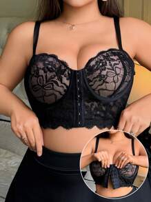 大码女式蕾丝前开合塑身衣