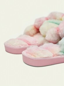 Cuccoo 女士渐变色毛绒温暖舒适家居拖鞋，秋冬新年假期 - 粉色 - 查看 4