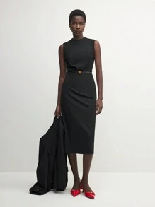 BizChic Robe d'été décontractée aux femmes, coupe moulante de longueur moyenne. Tenues d'automne pour femmes, vêtements d'hiver pour femmes - Noir - Voir 1