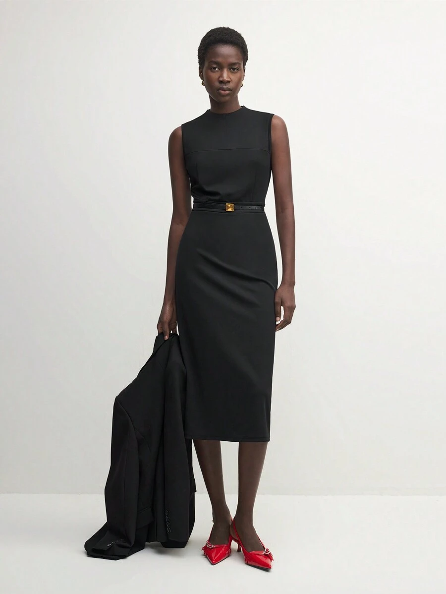 BizChic Robe d'été décontractée aux femmes, coupe moulante de longueur moyenne. Tenues d'automne pour femmes, vêtements d'hiver pour femmes - Noir - Voir 1