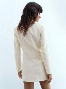 Maija 2 Teile Damen elegantes Set aus Langarm Bluse in Weiß mit Knopfleiste und Rock, Herbst