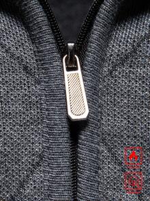 Manfinity Mode Men's Lightweight Half Zip Knitted Long Sleeve Sweater, For Golf, For Fall Winter - Grey - View 3