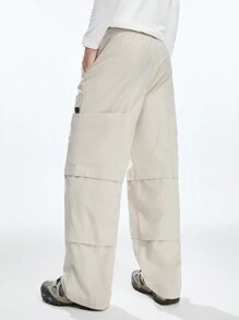 Manfinity VCAY Men Casual Woven Loose Elastic Waist Straight Leg Pants