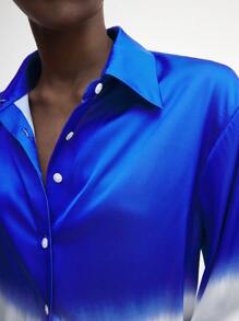 BizChic Ombre Blue Long Sleeve Shirt, Elegant Women's Outfit For Christmas, New Year Party, Autumn/Winter, - Multicolor - View 6