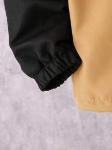 Conjunto informal de 2 piezas con chaqueta con capucha forrada térmica y estampado de letras en contraste y pantalones para niño preadolescente, para otoño/invierno