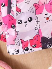 Baby Girl Cartoon Pattern Hooded Full Zip Long Sleeve Jacket - Hot Pink - View 5