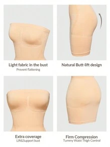 SHEIN Shape Seamless Shapewear Slip Dress Body Shaper Bust& Butt Lifter Tummy Waist Thigh Control