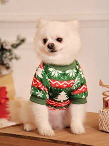 PETSIN Áo nỉ flannel kẻ sọc và họa tiết bông tuyết dành cho thú cưng, thích hợp làm quà Giáng sinh. - Nhiều màu - Xem 6