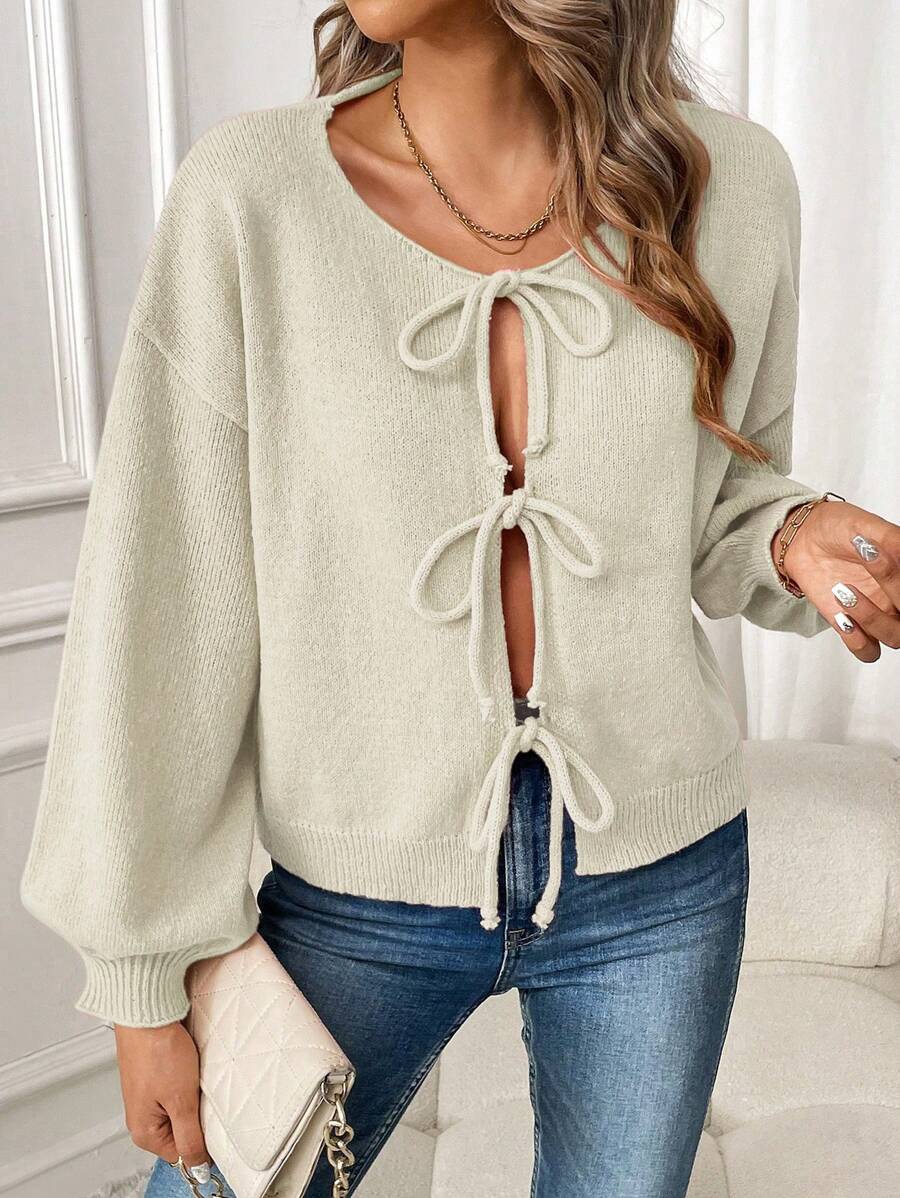 Chiquease Short Tie Knot Loose Dolman Cardigan For Women Fall Winter Cloth For Women