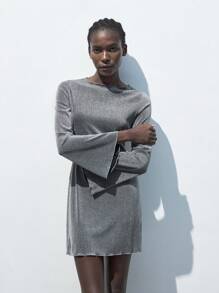 SHEIN Maija Váy dự tiệc mùa thu mới cho ngày lễ tựu trường Urban Chic Elegant Women Silver Glitter Trim Cocktail ngắn - Bạc - Xem 4